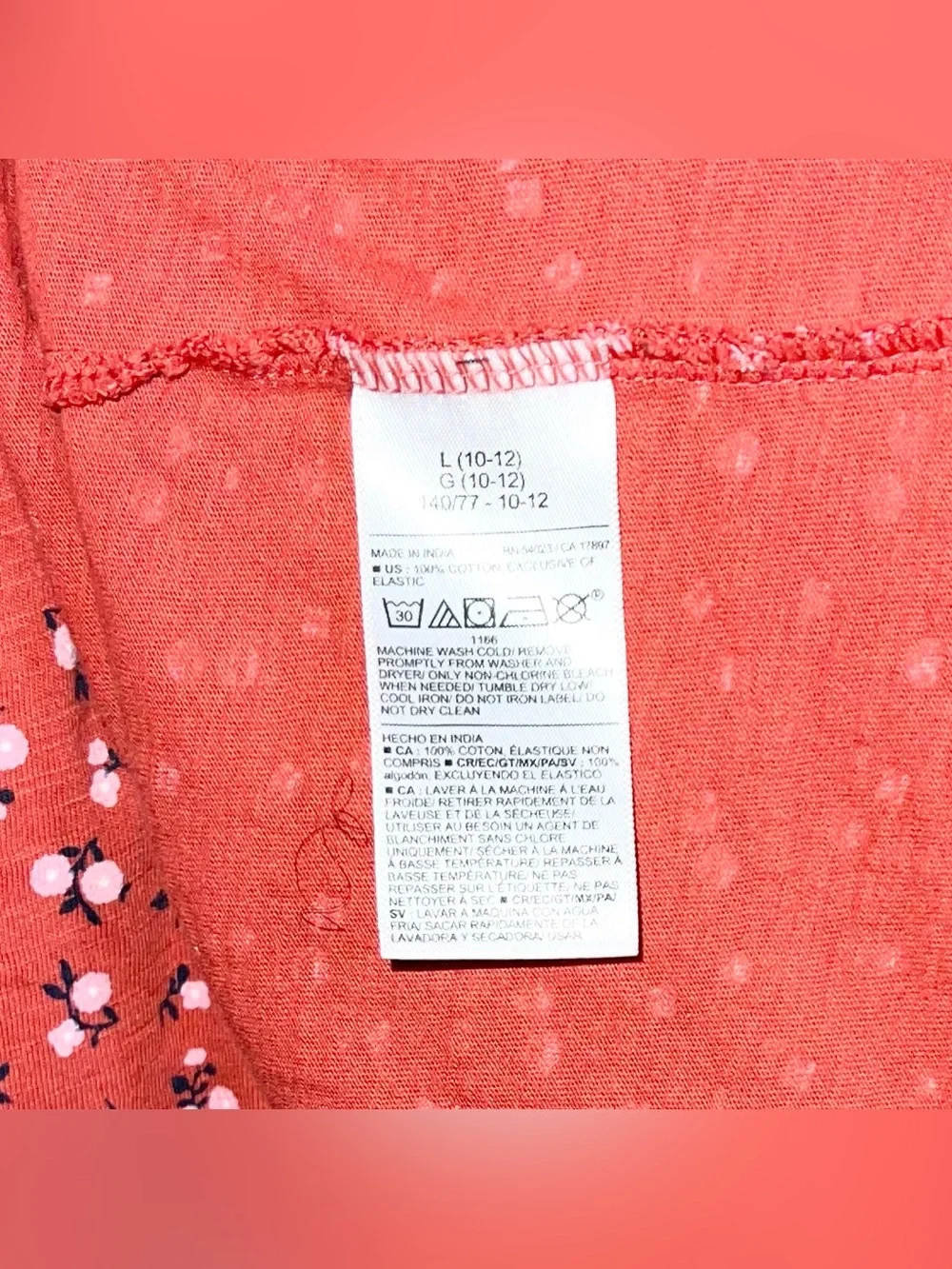 Old Navy Short Sleeve Floral Dress Girls Large 10/12 Burnt Orange Pink Blue